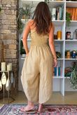Arbi Gingham Shirring Bandeau Jumpsuit Mustard